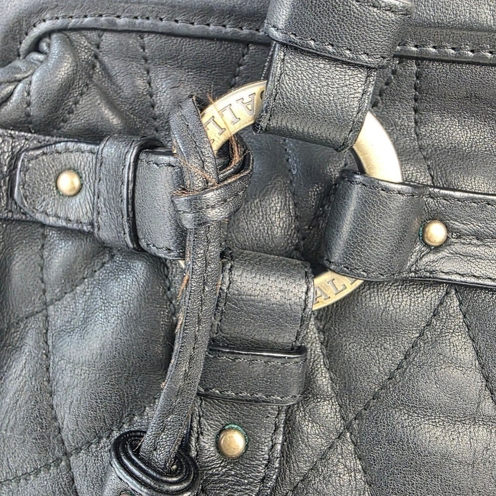 Bally Quilted Rosalyn Tassell Satchel Baguette Handbag Black Leather - Picture 15 of 16